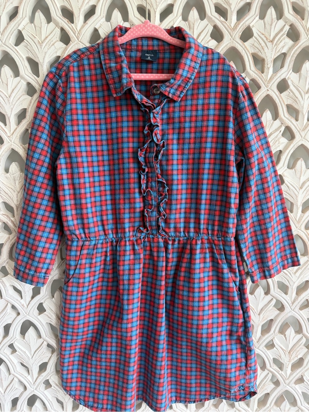 GapKids Size M (8) Flannel Ruffle Shirt Dress